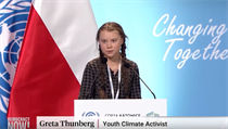 Greta Thunbergov ped delegty OSN na klimatick konferenci COP 24 v polskch...