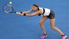 Petra Kvitová pi returnu ve finále Australian Open