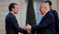 Prezident Macron se setkal se svým izraelským protjkem Reuvenem Rivlinem.