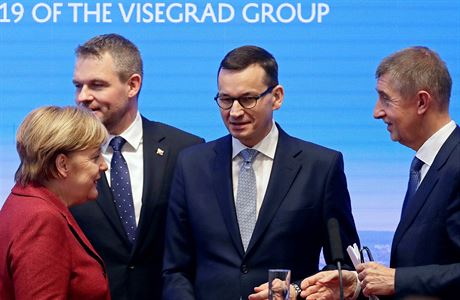 Angela Merkelová, Peter Lellegrini, Mateusz Morawiecki a Andrej Babi na...