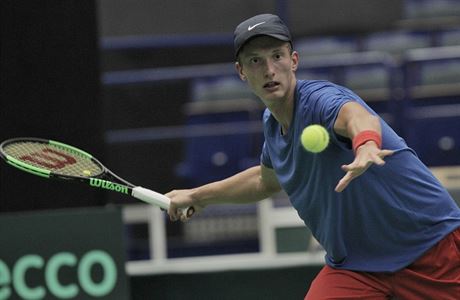 Jií Leheka v zápase Davis Cupu proti Nizozemsku