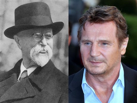 Tomá Garrigue Masaryk (vlevo) a Liam Neeson (vpravo) a