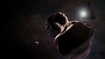 Sonda New Horizons u planetky Ultima Thule v umleckm ztvrnn. Zde je jasn...
