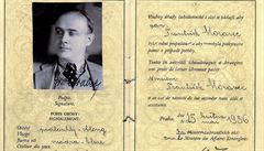 Diplomatický pas. Frantiek Moravec cestoval pod svým pravým jménem.