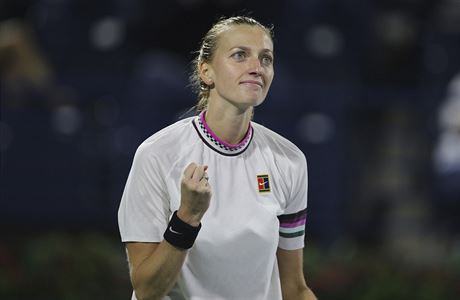 Petra Kvitová slaví postup do finále turnaje v Dubaji.