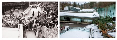 Na nedatované ernobílé fotografii je historická podoba zoo, snímek vpravo...