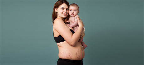 Na reklamním snímku je Kesia, která je 17 týdnů po porodu.