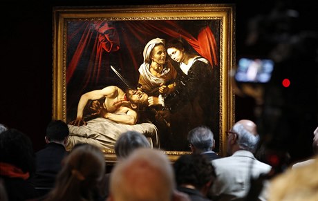 Caravaggiho obraz Judita a Holofernes v londýnské galerii.