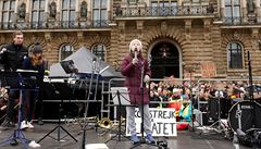 Demonstrace v Hamburku pod vedením estnáctileté Grety Thunbergové.