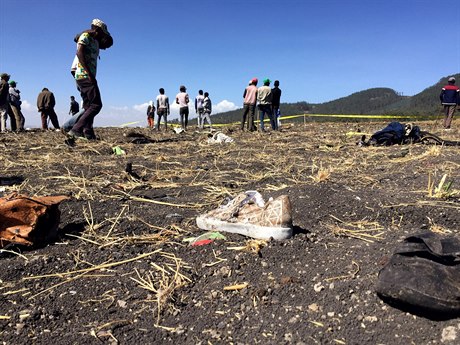 Místo, kam spadl BOEING 737 spolenosti Ethiopian Airlines.
