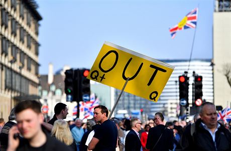 Demonstranti vyzvali politiky, aby respektovali vsledek referenda z roku 2016.