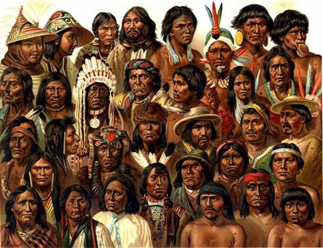 Pestré populace Indiánů, jak je v 19. století namaloval Gustav Mützel.