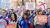 Probrexitoví demonstranti v Londýně během třetího hlasování o brexitu