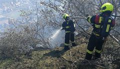 Ve skalách nad Vltavou nedaleko Prahy hořel les, hasiči dostali oheň pod kontrolu. Vlaky do Děčína už jezdí