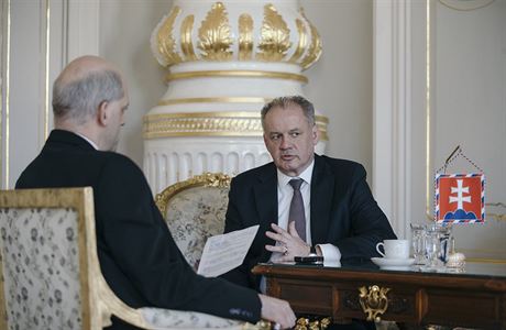 Slovensk prezident Andrej Kiska v rozhovoru s redaktorem LN Robertem...