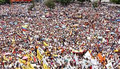 Podporovatelé Juana Guaidóa, kteí se zúastnili demonstrace v Barquisimetu 28....