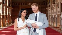 Britsk princ Harry, jeho manelka Meghan, vvodkyn ze Sussexu a syn Archie.