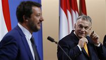 Matteo Salvini a Viktor Orbn na tiskov konferenci