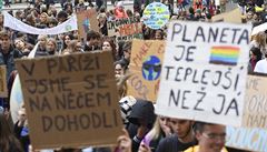 Stávka student za lepí ochranu klimatu a sniování emisí v Praze.
