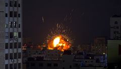 Exploze zpsobená protiraketovým systémem v Gaze.