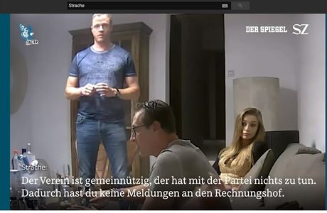 Heinz-Christian Strache (v popedí) na videu. Fingované dcei ruského oligarchy...