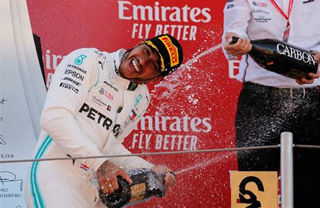 Lewis Hamilton slaví.