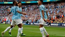 Radost hráčů Manchesteru City ve finále Anglického poháru proti Watfordu