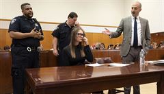 Anna Sorokin listens as her attorney Todd Spodek makes his pre-sentencing...