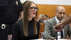 Anna Sorokin apologizes to the court as her attorney Todd Spodek listens during...