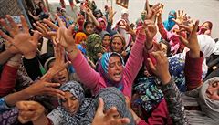 Kamírské eny protestují proti znásilnní tíleté dívky v oblasti Bandipora,...