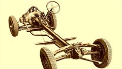 Obna�ená tatrovácká koncepce automobilu. Vep�edu vzduchem chlazený motor p�ímo...