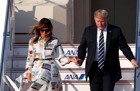 Americký prezident Donald Trump a první dáma Melanie Trumpová dorazili na...
