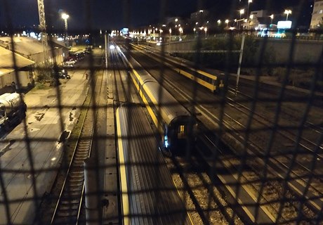 Vlaky Regiojetu zaparkované na nádraí Praha-Smíchov