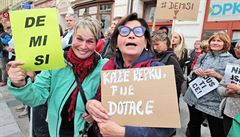 Demonstranti v Karlových Varech poadují demisi Beneové, kritizují ale zejména...