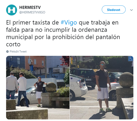 Španělský taxikář jezdí na protest proti zákazu kraťasů v sukni