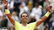 Nadalova radost po výhře na French Open