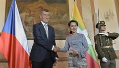 Premiér Andrej Babi se v Praze setkal s barmskou vdkyní Do Aun Schan Su ij.