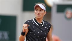 Markéta Vondroušová během čtvrtfinále French Open