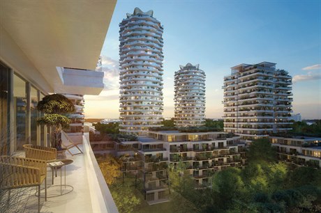 Vizualizace nových bytů a výškových budov, které mají vyrůst na Žižkově v...