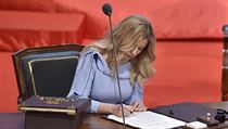 Prezidentský slib složila Čaputová do rukou šéfa ústavní soudu během slavnostní...