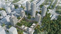Vizualizace nových bytů a výškových budov, které mají vyrůst na Žižkově v...
