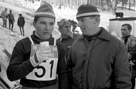 Zdenk Remsa (vpravo) s Jiím Rakou na zlaté olympiád v Grenoblu 1968
