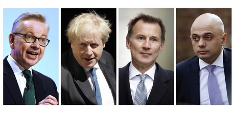 Kandidáti na post lídra Konzervativní strany: (zleva) Michael Gove, Boris...