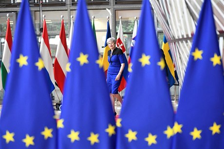 Konící britská premiérka Theresa Mayová na summitu lídr EU v Bruselu.