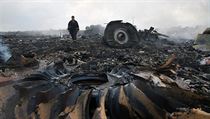 Msto katastrofy malajskho letounu Boeing 777 na lince MH17. Letadlo po...