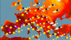 Mapa teplot Evropy ke dni 28.6.2019.