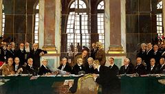 Obraz Williama Orpena - Podpis Versaillské smlouvy v Zrcadlovém sále zámku ve...