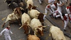 Leto�ních oslav v Pamplon� se zú�astnily sedítky lidí, 53 z nich se zranilo.