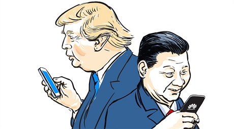 Donald Trump, Si-Ťinpching a Huawei.