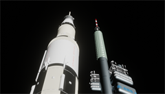 Srovnání ikovské televizní ve a kosmické lodi Apollo 11.